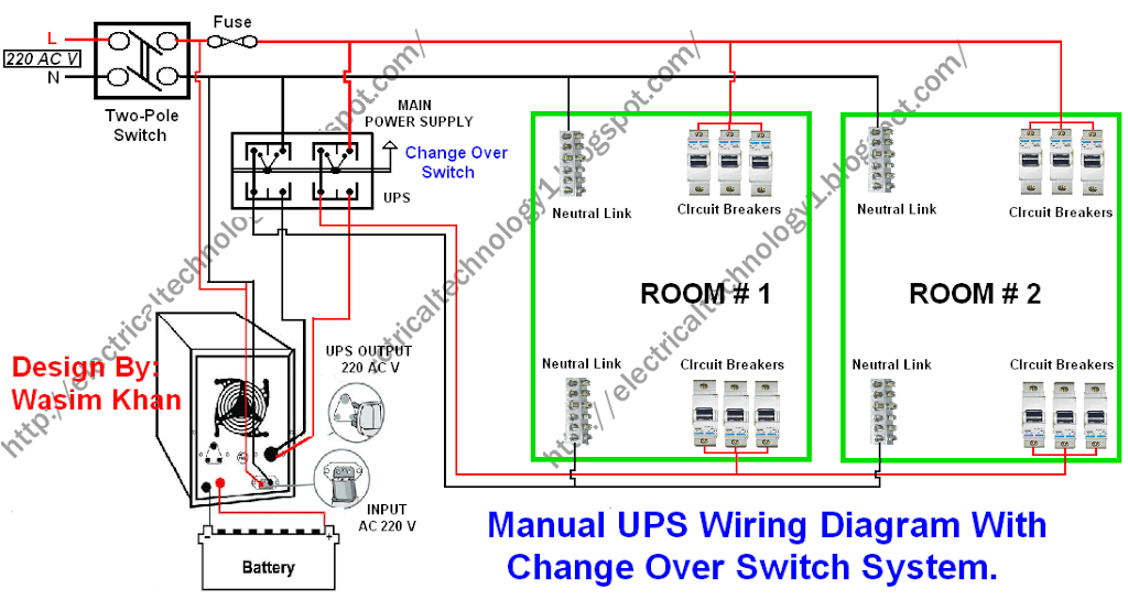 Click Image To Enlarge Manual Ups Wiring Diagram With Change Over Switch System