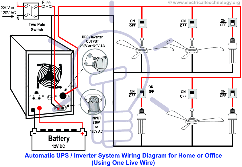 Click Image To Enlarge Automatic Ups System Wiring Circuit Diagram For Home Or Officenew Design With One Live