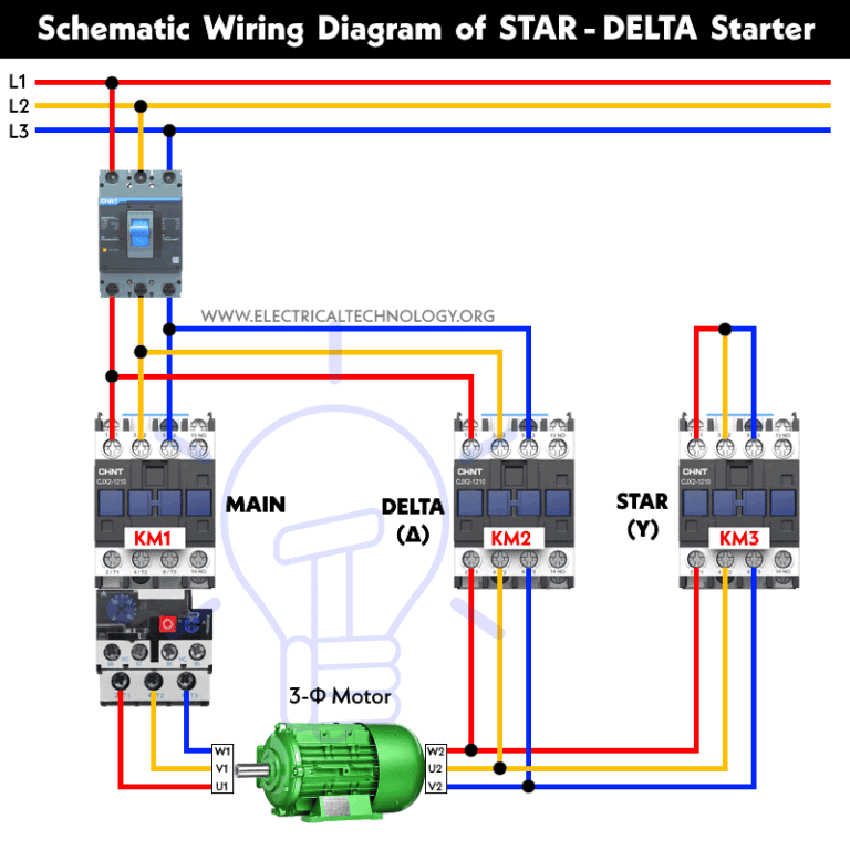 STAR-DELTA Starter without Timer - Power & Control Diagrams