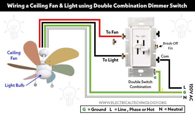 How to Wire Double Switch? 2-Gang, 1-Way Switch - IEC & NEC