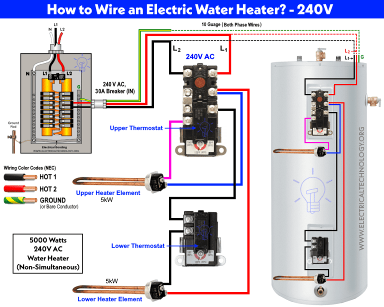 How to Wire 240V 230V Water Heater Thermostat NonContinuous?