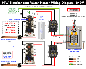 How to Wire 240V - 230V Simultaneous Water Heater Thermostat?