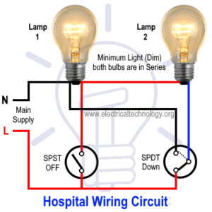 Hospital Wiring Circuit for Light Control using Switches