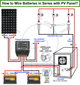 How to Wire Batteries in Series to a Solar Panel and UPS?