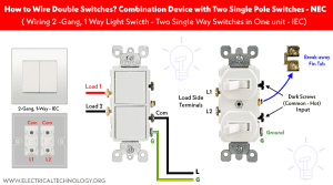 How to Wire Double Switch? 2-Gang, 1-Way Switch - IEC & NEC