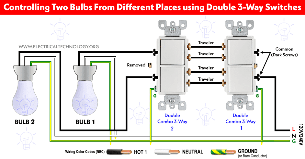 How to a Wire Double 3Way Combination Switch Device?