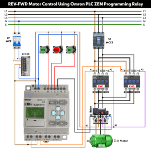 Reverse Forward Motor Control Circuit Using ZEN PLC Relay