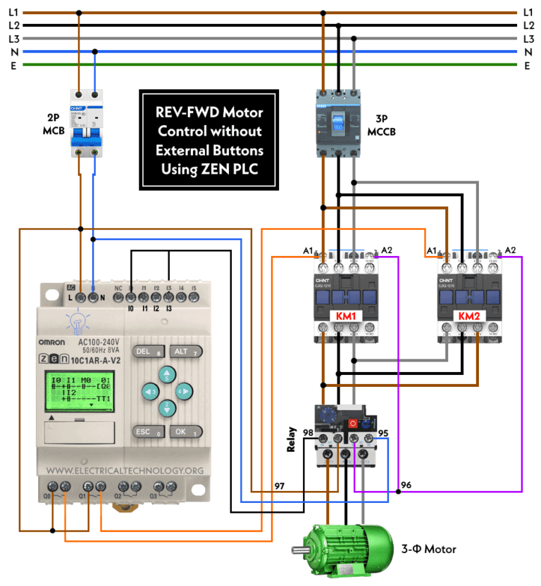 Reverse Forward Motor Control Circuit Using ZEN PLC Relay