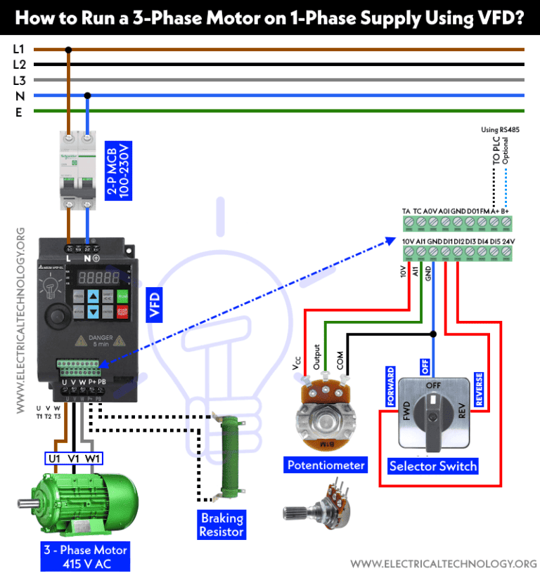 How To Run A 3-Phase Motor On Single-Phase Supply Using VFD?