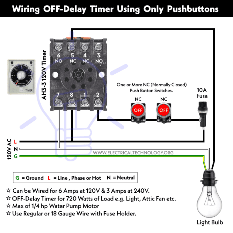 How To Wire Off-delay Timer For 120v And 240v Load Circuits?